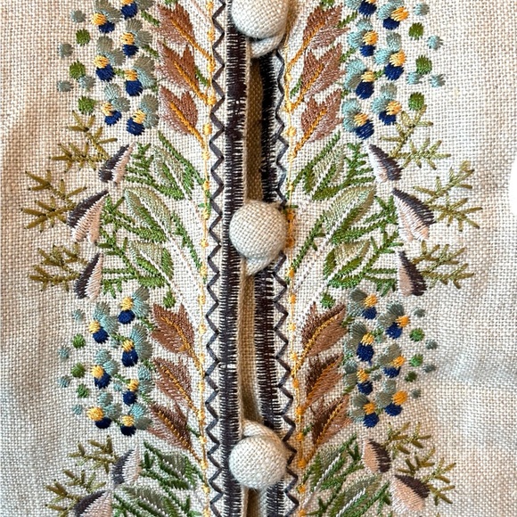 Donna Morgan Beige Linen Embroidery Pant Set - Picture 3 of 11